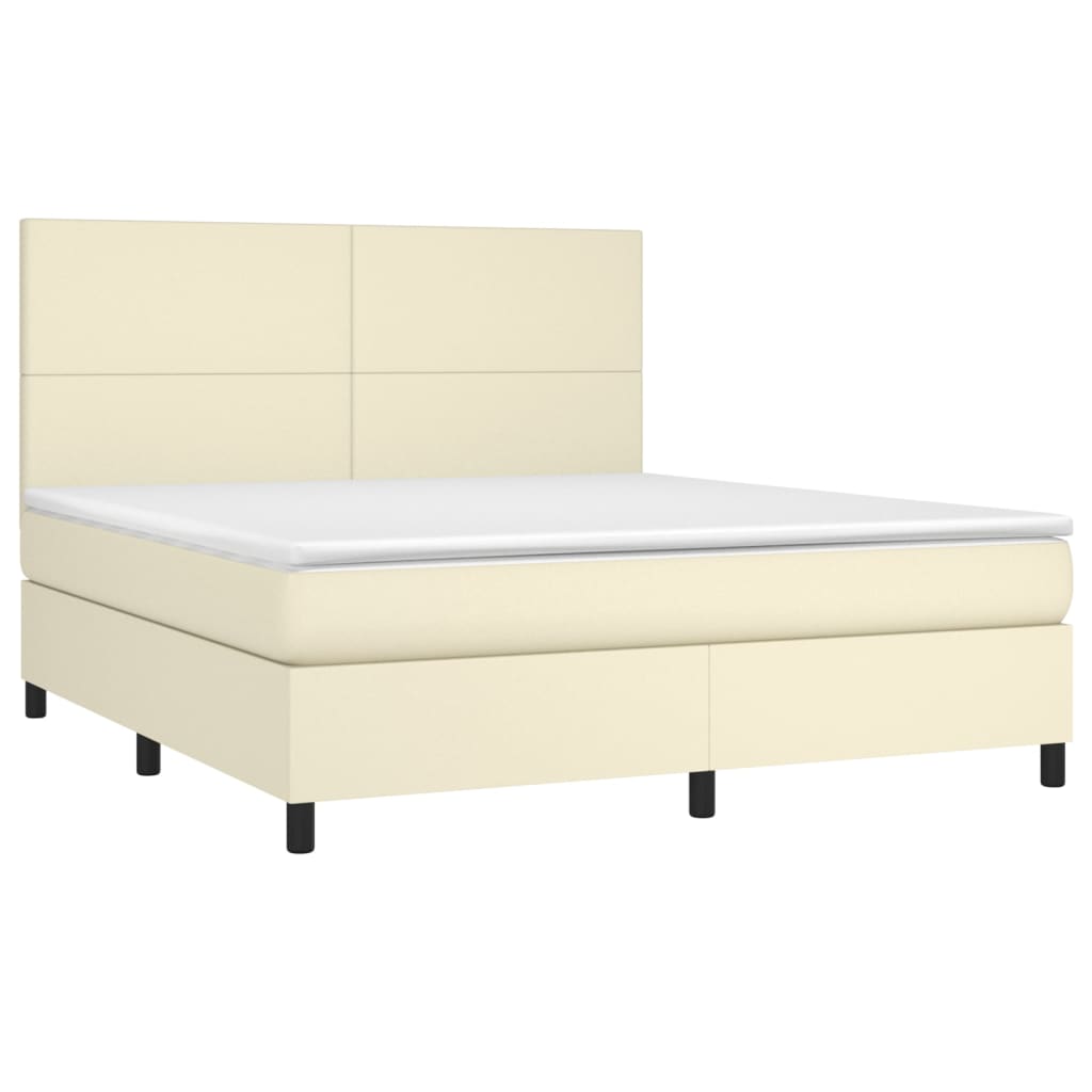 Krevet s oprugama i madracem krem 180x200 cm od umjetne kože
