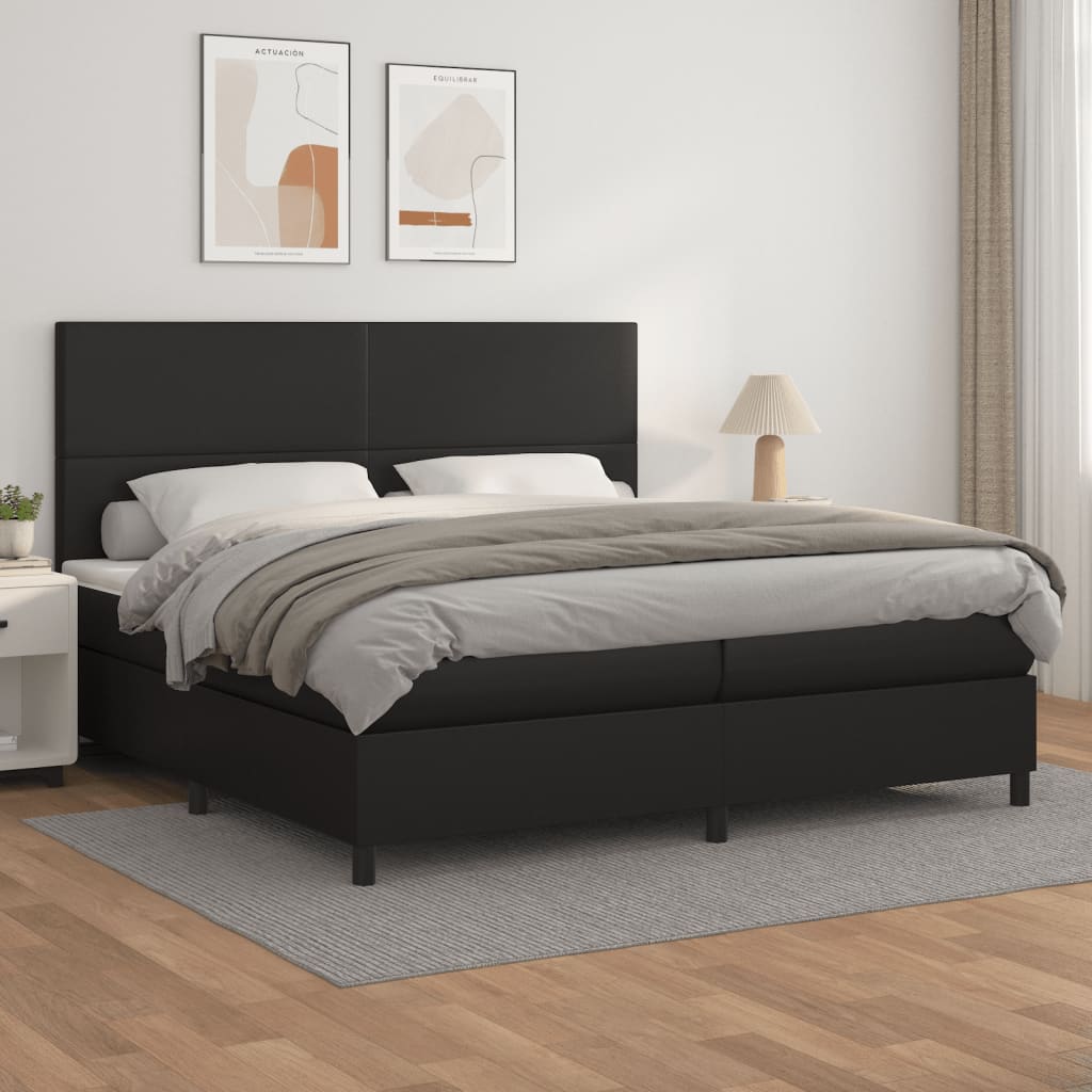 Krevet s oprugama i madracem crni 200x200 cm od umjetne kože