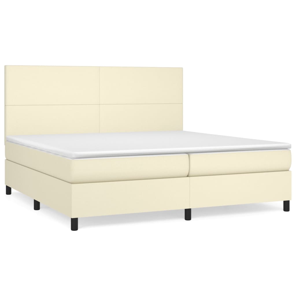 Krevet s oprugama i madracem krem 200x200 cm od umjetne kože