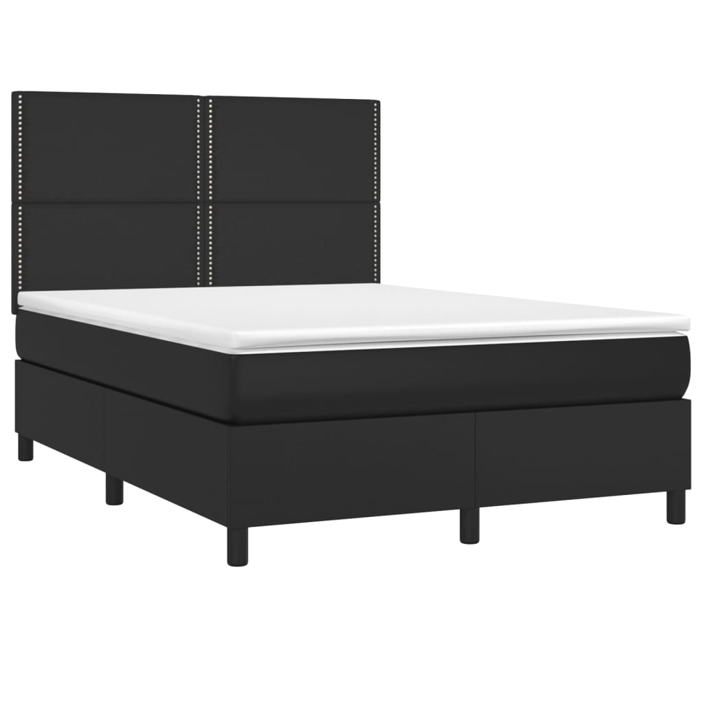 Krevet s oprugama i madracem crni 140 x 190 cm od umjetne kože