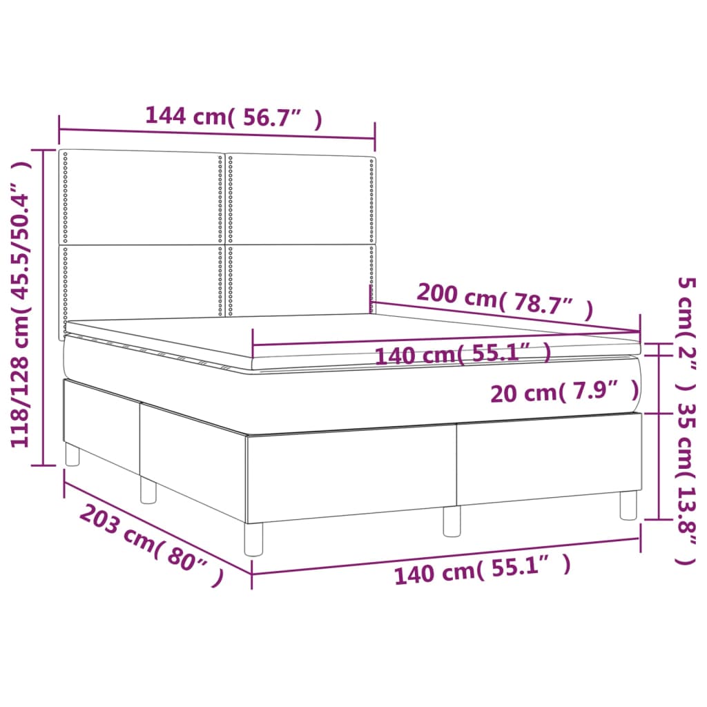 Krevet s oprugama i madracem sivi 140x200 cm od umjetne kože