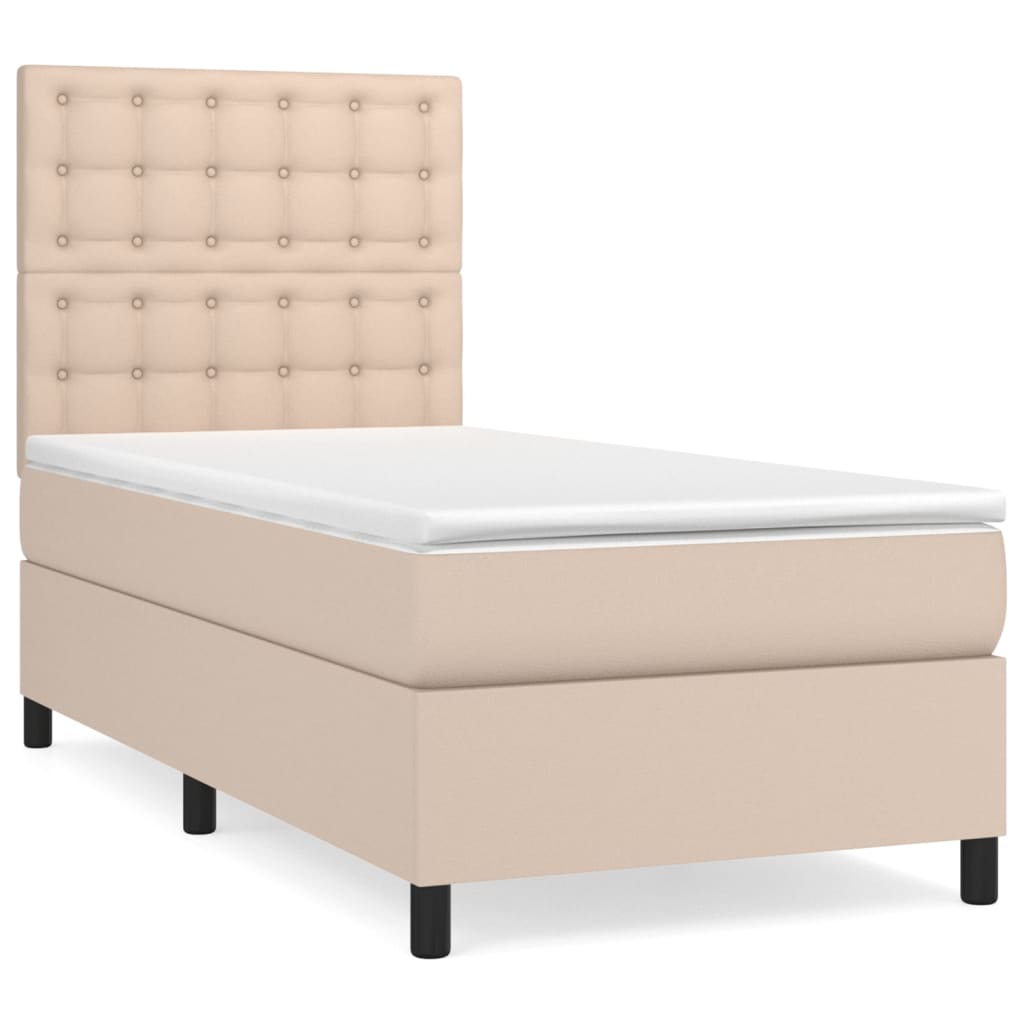 Krevet s oprugama i madrac cappuccino 80x200 cm od umjetne kože