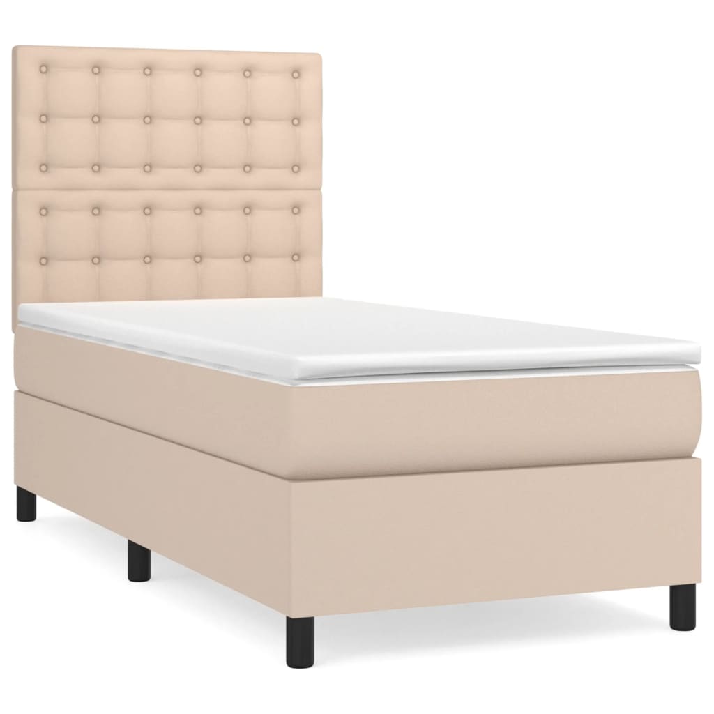Krevet s oprugama i madrac cappuccino 90x200 cm od umjetne kože