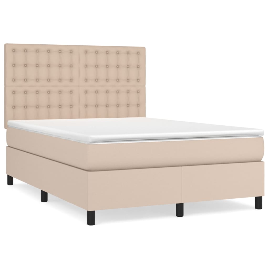 Krevet s oprugama i madrac cappuccino 140x190cm od umjetne kože