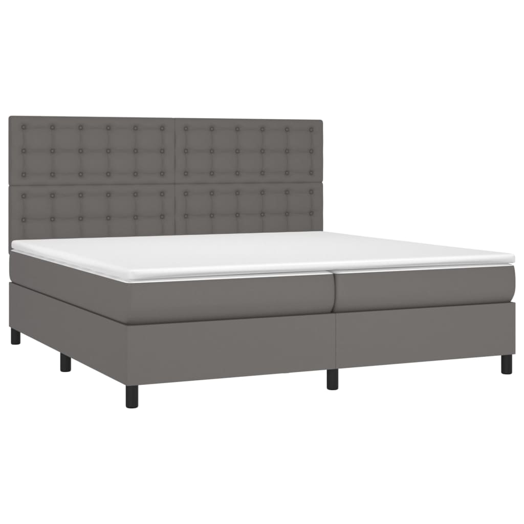 Krevet s oprugama i madracem sivi 200x200 cm od umjetne kože