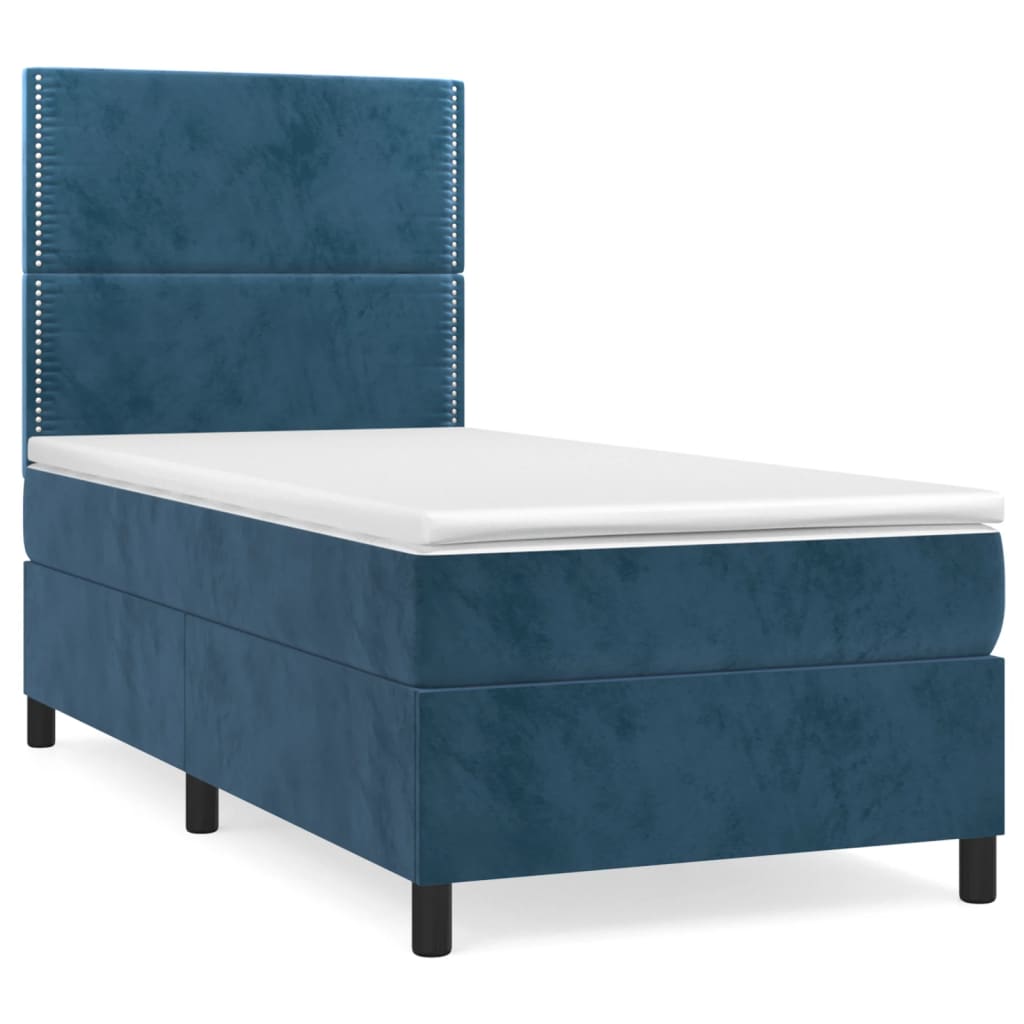 Box spring krevet s madracem tamnoplavi 80 x 200 cm baršunasti