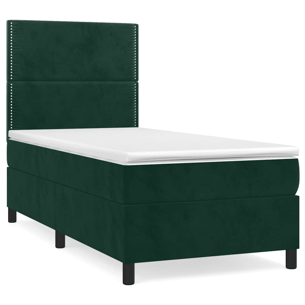 Box spring krevet s madracem tamnozeleni 100x200 cm baršunasti