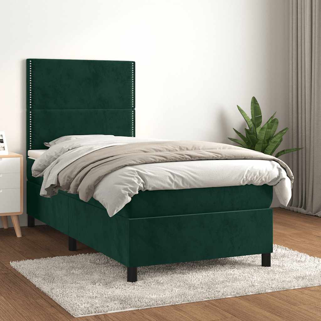 Box spring krevet s madracem tamnozeleni 100x200 cm baršunasti