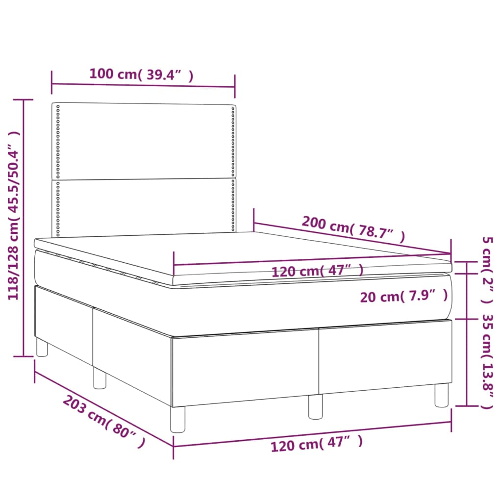 Box spring krevet s madracem crni 120 x 200 cm baršunasti