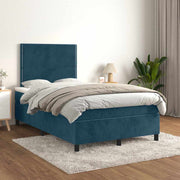 Box spring krevet s madracem tamnoplavi 120 x 200 cm baršunasti