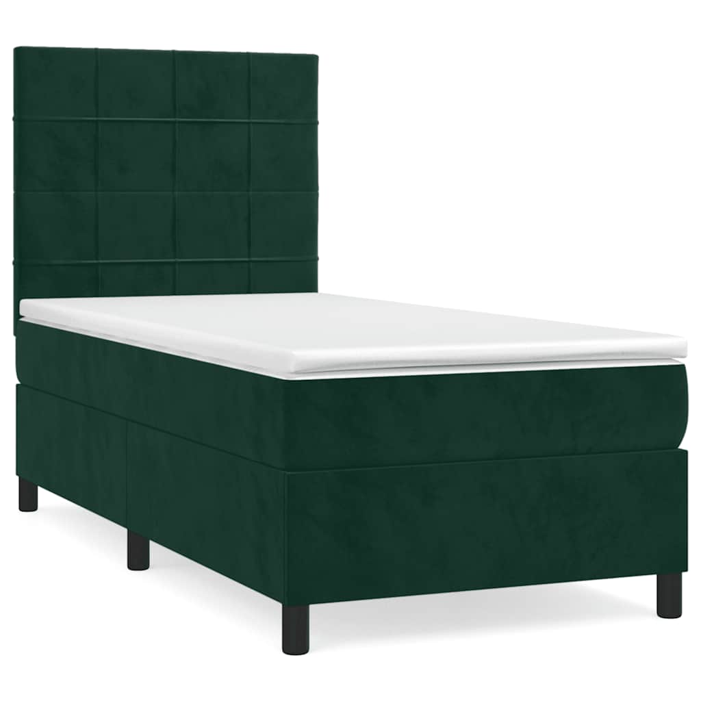 Box spring krevet s madracem tamnozeleni 90x190 cm baršunasti