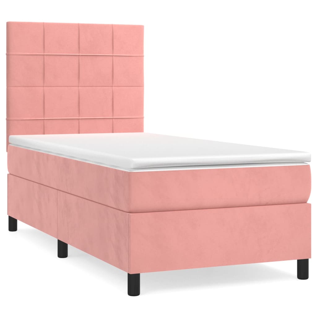 Box spring krevet s madracem ružičasti 90x190 cm baršunasti