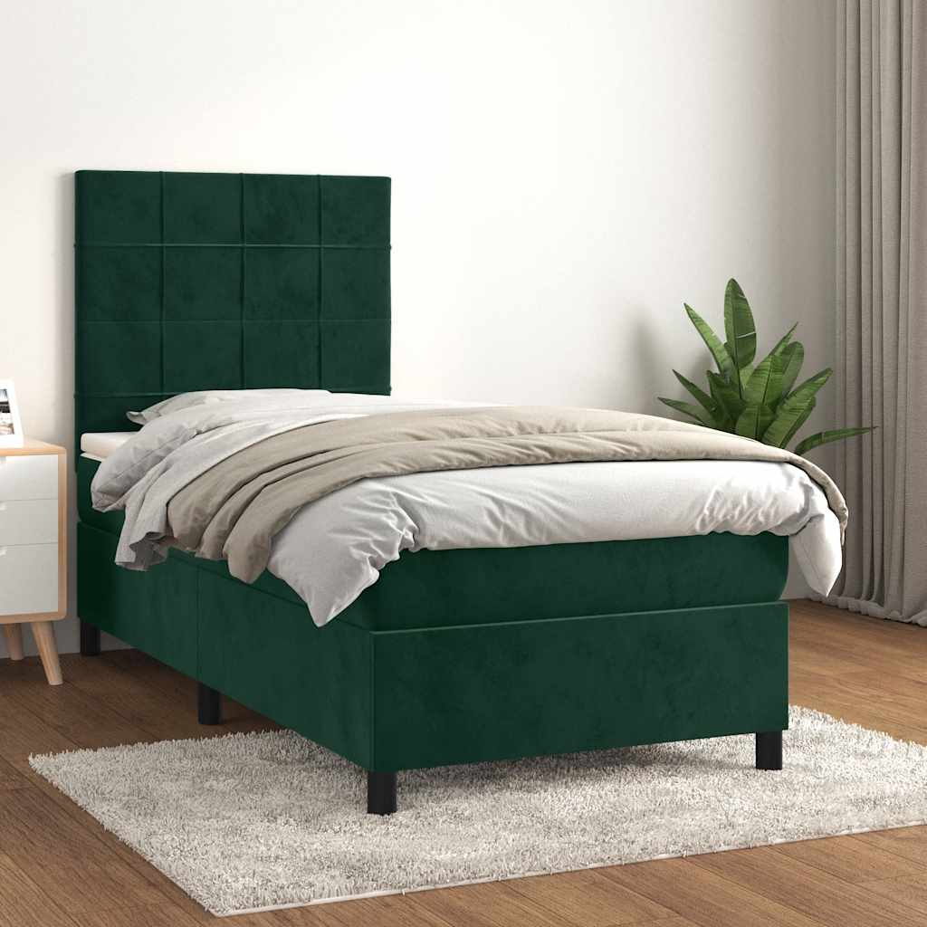 Box spring krevet s madracem tamnozeleni 100x200 cm baršunasti