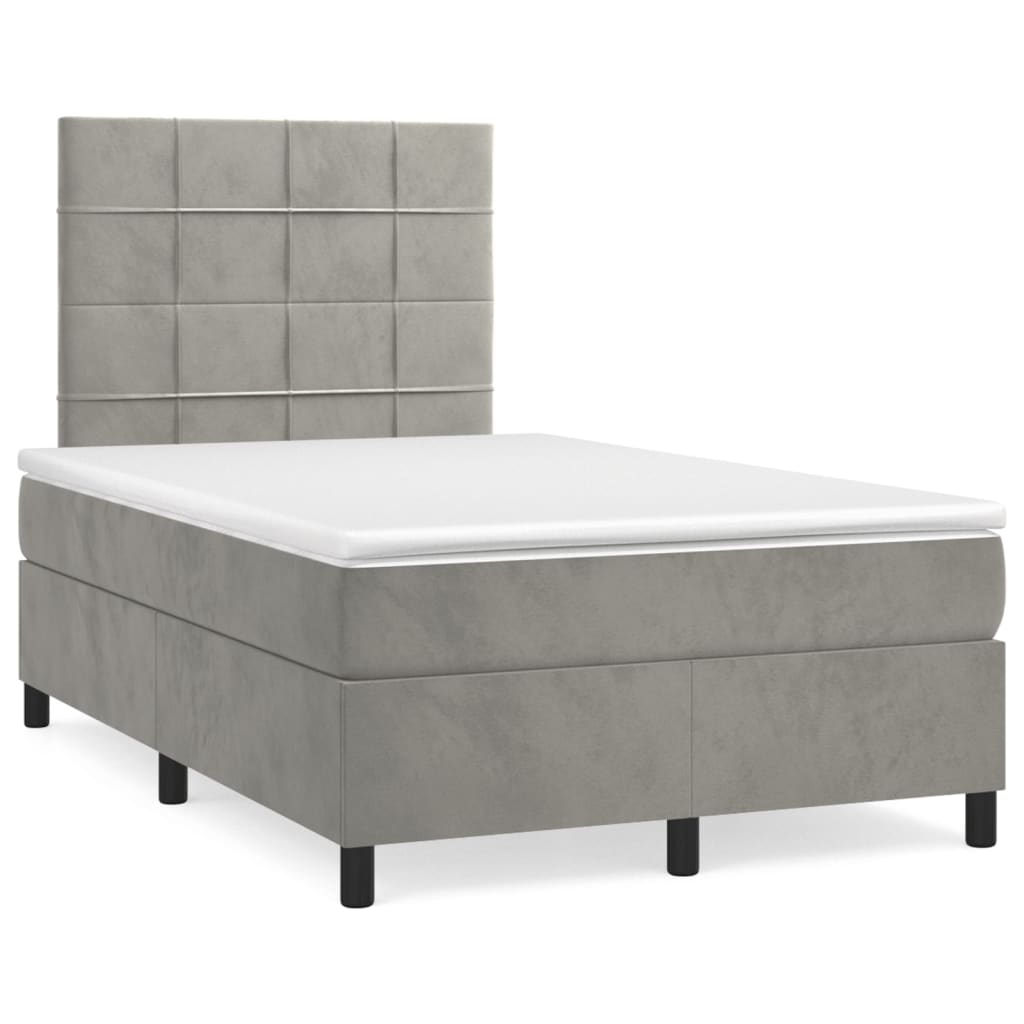 Box spring krevet s madracem svjetlosivi 120x200 cm baršunasti