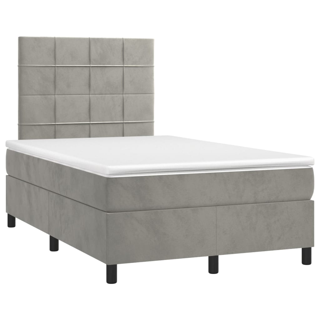 Box spring krevet s madracem svjetlosivi 120x200 cm baršunasti