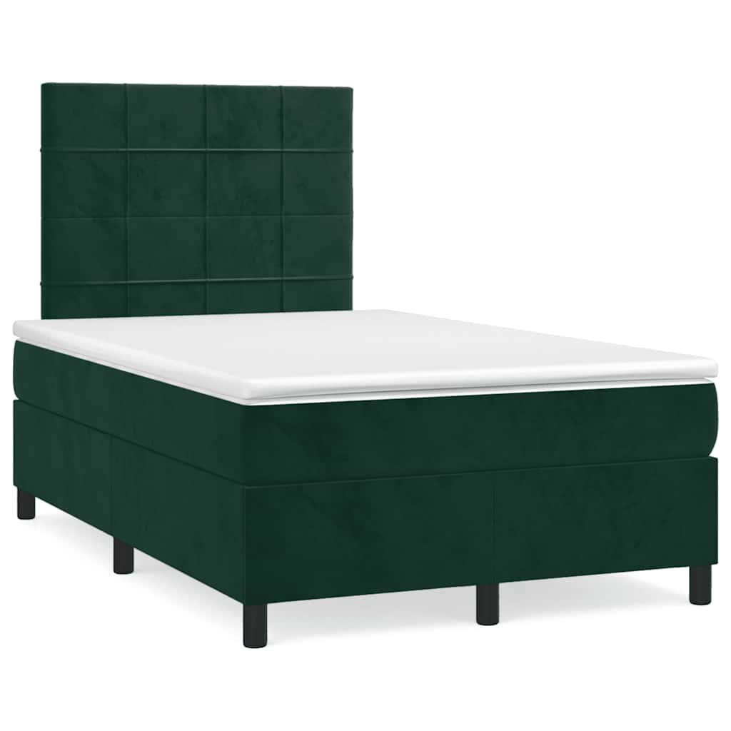 Box spring krevet s madracem tamnozeleni 120x200 cm baršunasti