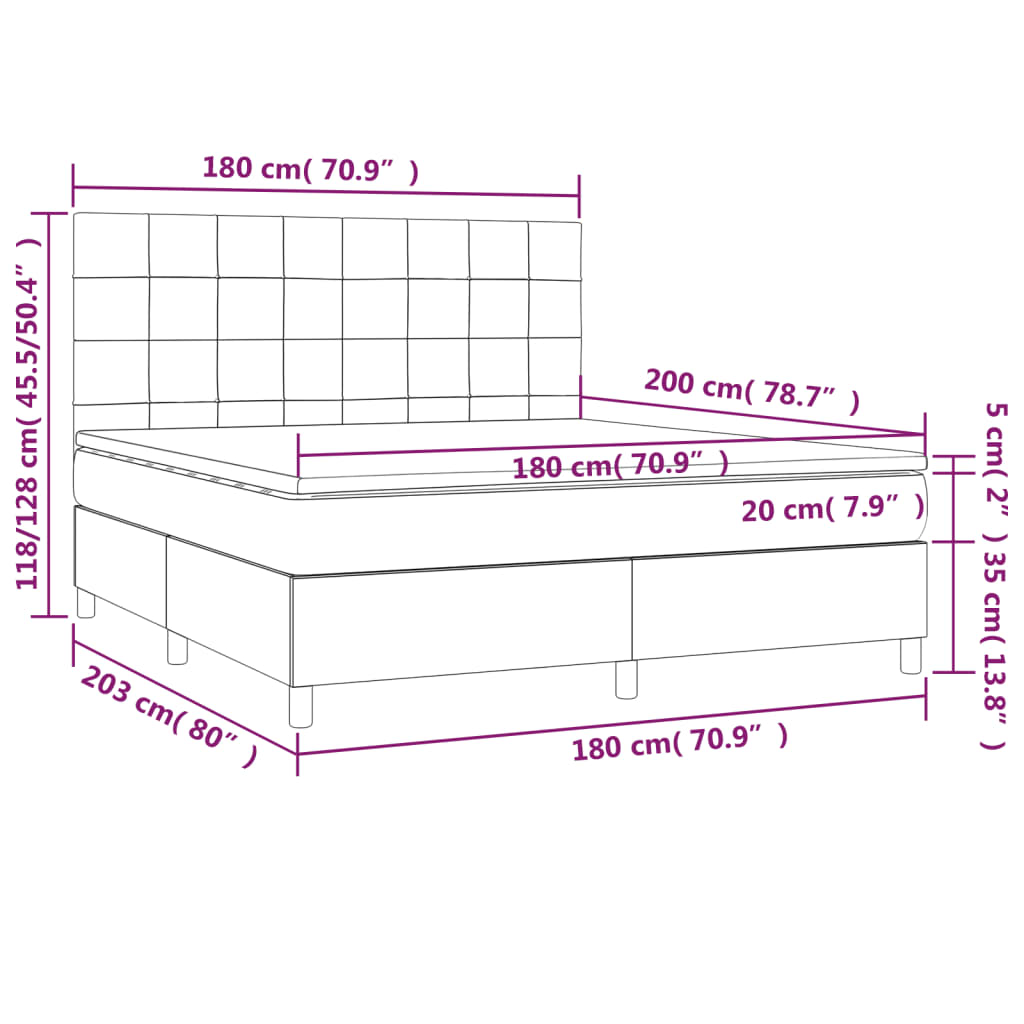Krevet s oprugama i madracem crni 180x200 cm baršunasti