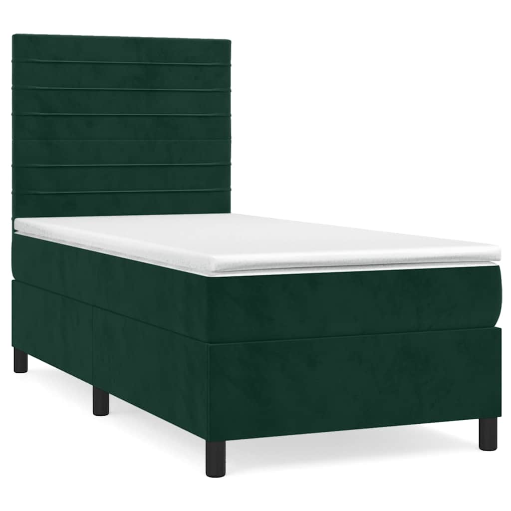 Box spring krevet s madracem tamnozeleni 80 x 200 cm baršunasti