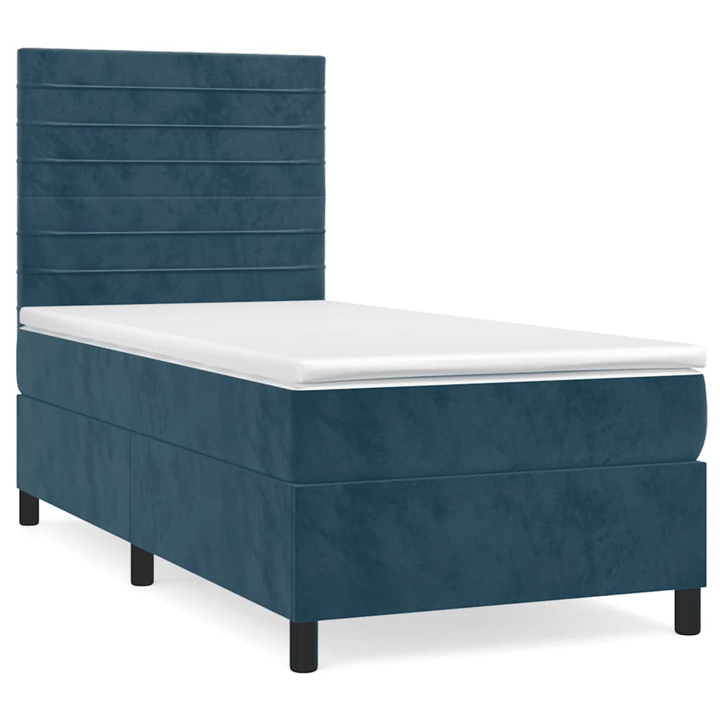 Box spring krevet s madracem tamnoplavi 80 x 200 cm baršunasti