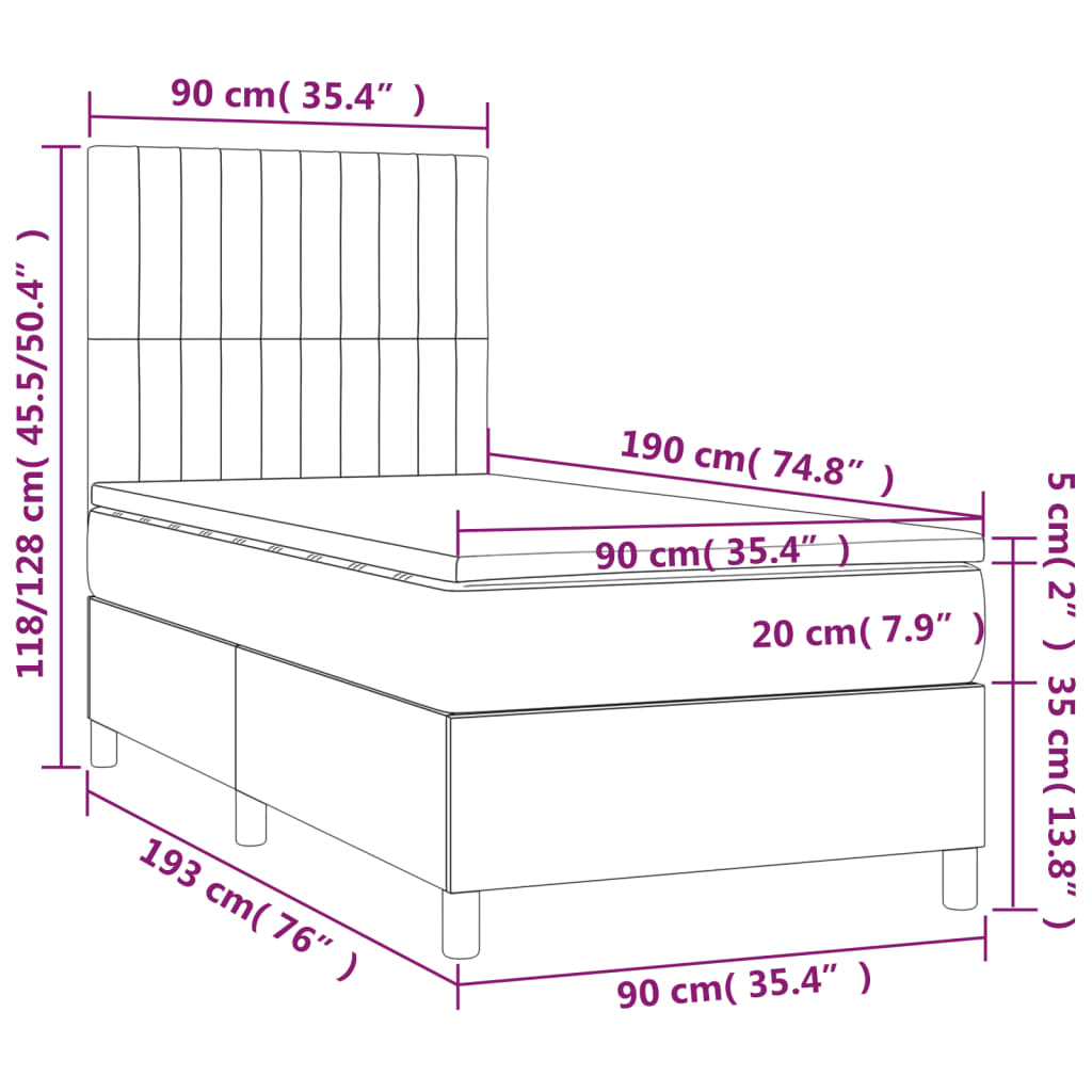 Box spring krevet s madracem crni 90x190 cm baršunasti