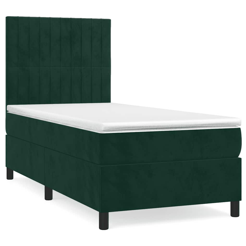 Box spring krevet s madracem tamnozeleni 100x200 cm baršunasti