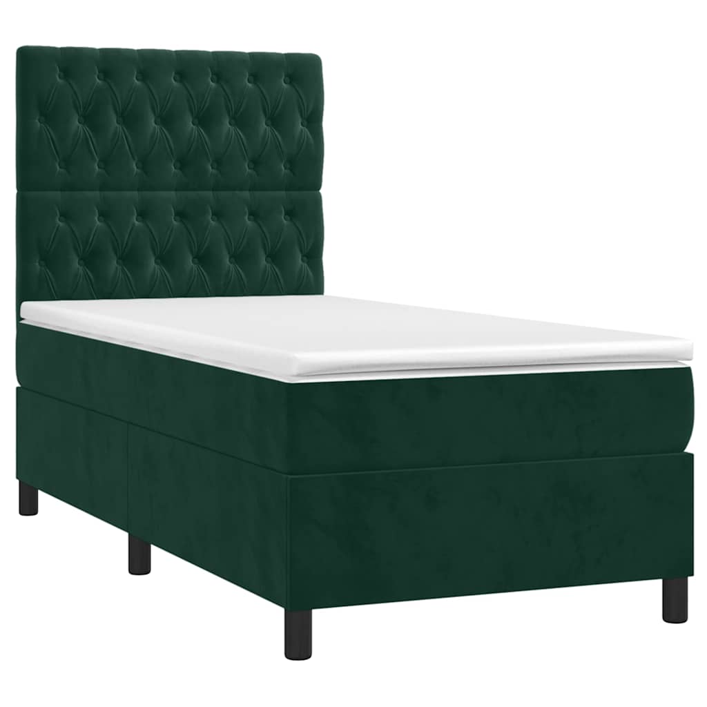 Box spring krevet s madracem tamnozeleni 90x190 cm baršunasti