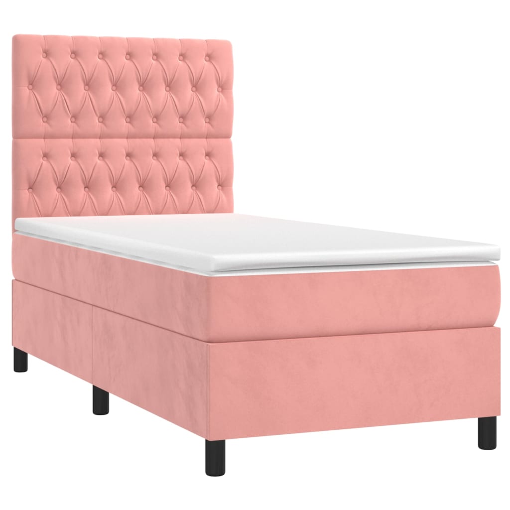 Box spring krevet s madracem ružičasti 90x190 cm baršunasti