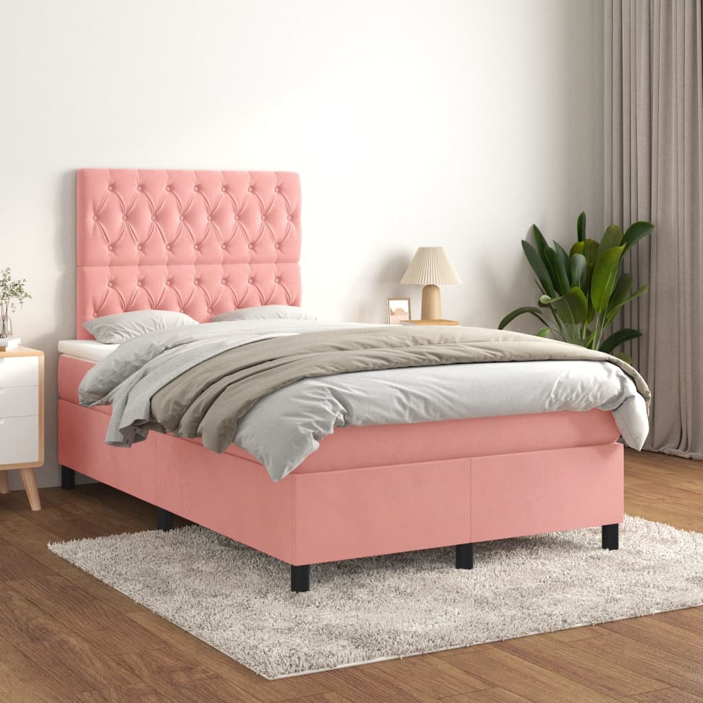 Box spring krevet s madracem ružičasti 120 x 200 cm baršunasti