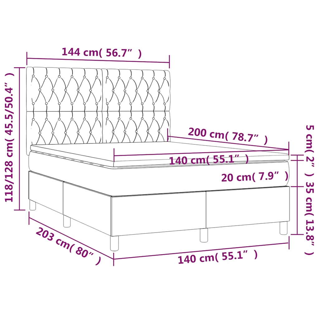 Krevet s oprugama i madracem tamnozeleni 140x200 cm baršunasti