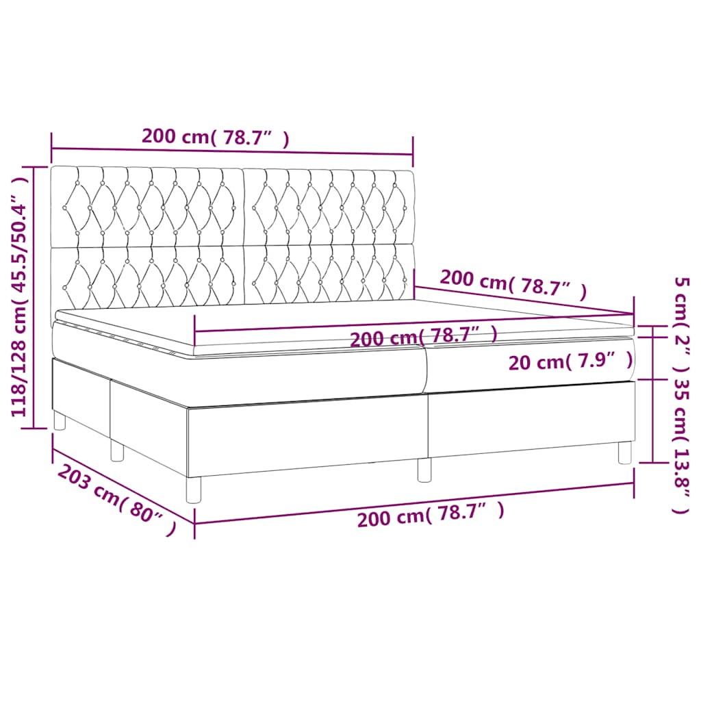 Krevet s oprugama i madracem tamnoplavi 200x200 cm baršunasti