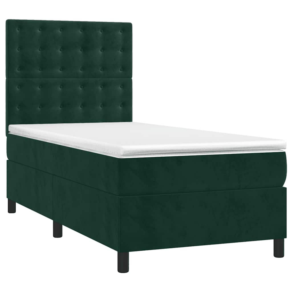 Box spring krevet s madracem tamnozeleni 80 x 200 cm baršunasti