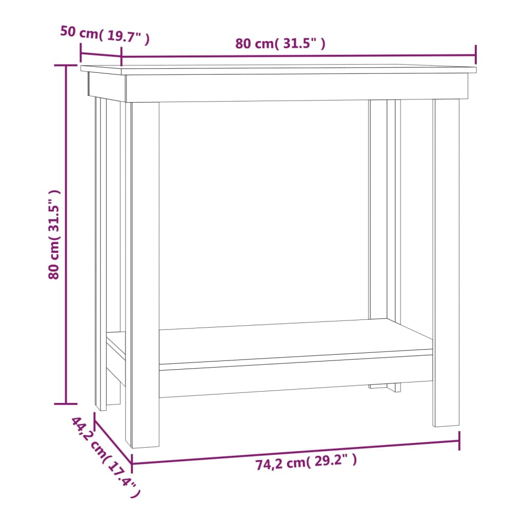Radni stol bijeli 80 x 50 x 80 cm od masivne borovine