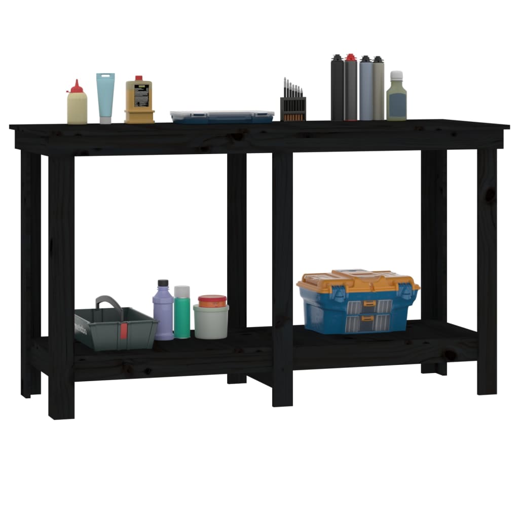 Radni stol Crna 140x50x80 cm od masivne borovine