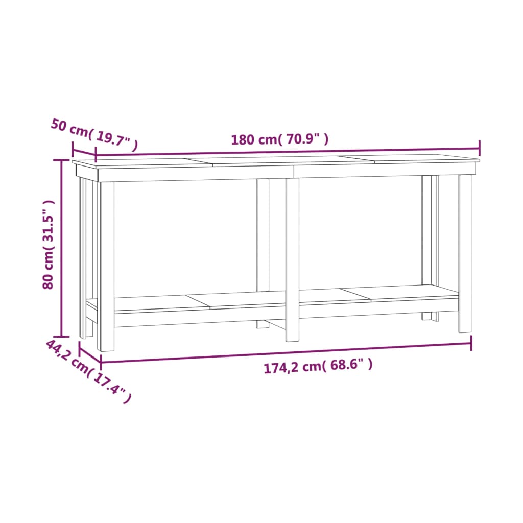 Radni stol 180x50x80 cm od masivne borovine