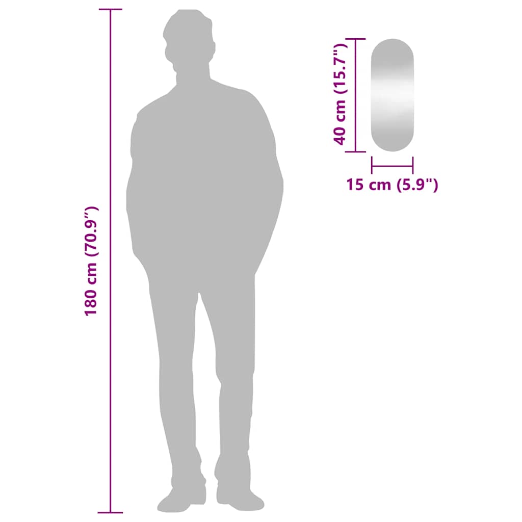 Zidno ogledalo 15x40 cm stakleno ovalno