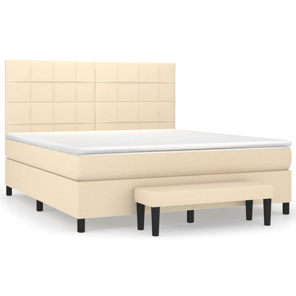 Krevet s oprugama i madracem krem 160x200 cm od tkanine