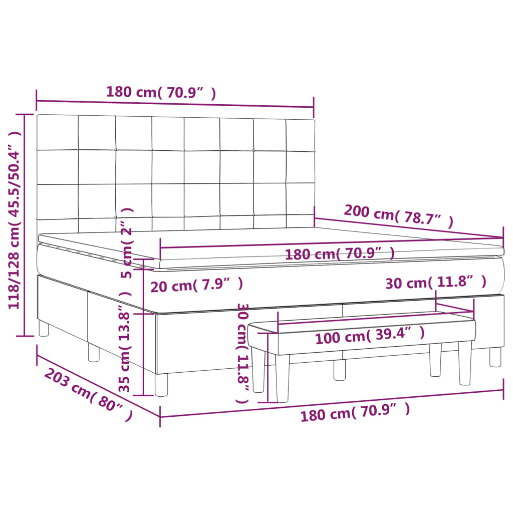 Krevet s oprugama i madracem plavi 180x200 cm od tkanine