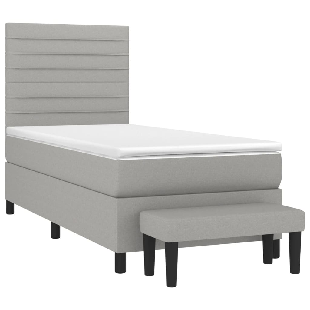 Box spring krevet s madracem svjetlosivi 90x190 cm od tkanine