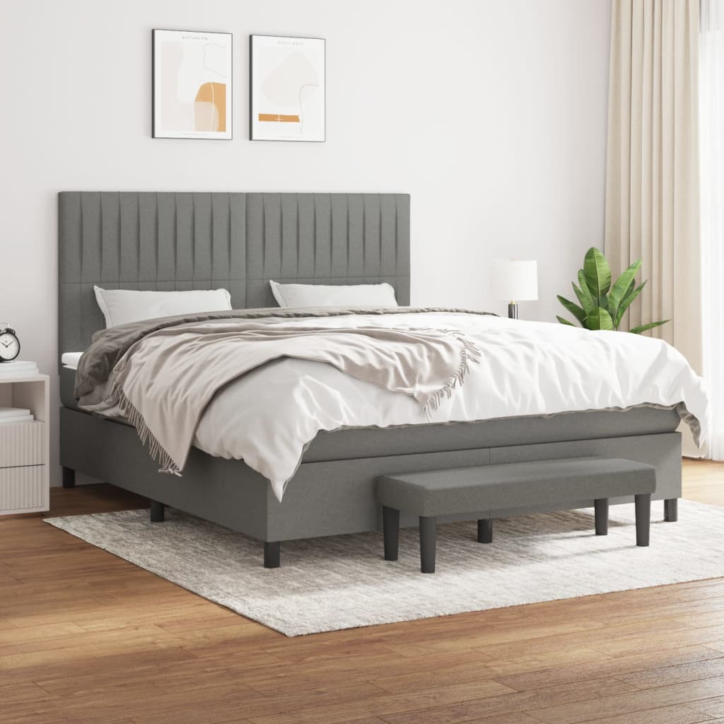 Okvir kreveta s oprugama i madrac svjetlosivi 180x200cm tkanina