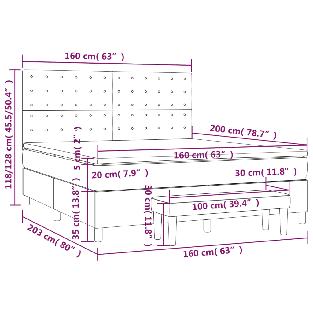 Krevet s oprugama i madracem plavi 160x200 cm od tkanine