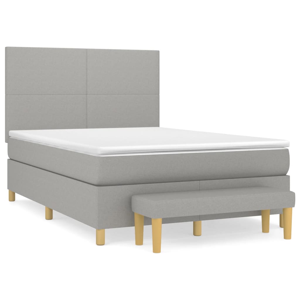 Krevet s oprugama i madracem svjetlosivi 140x190 cm od tkanine