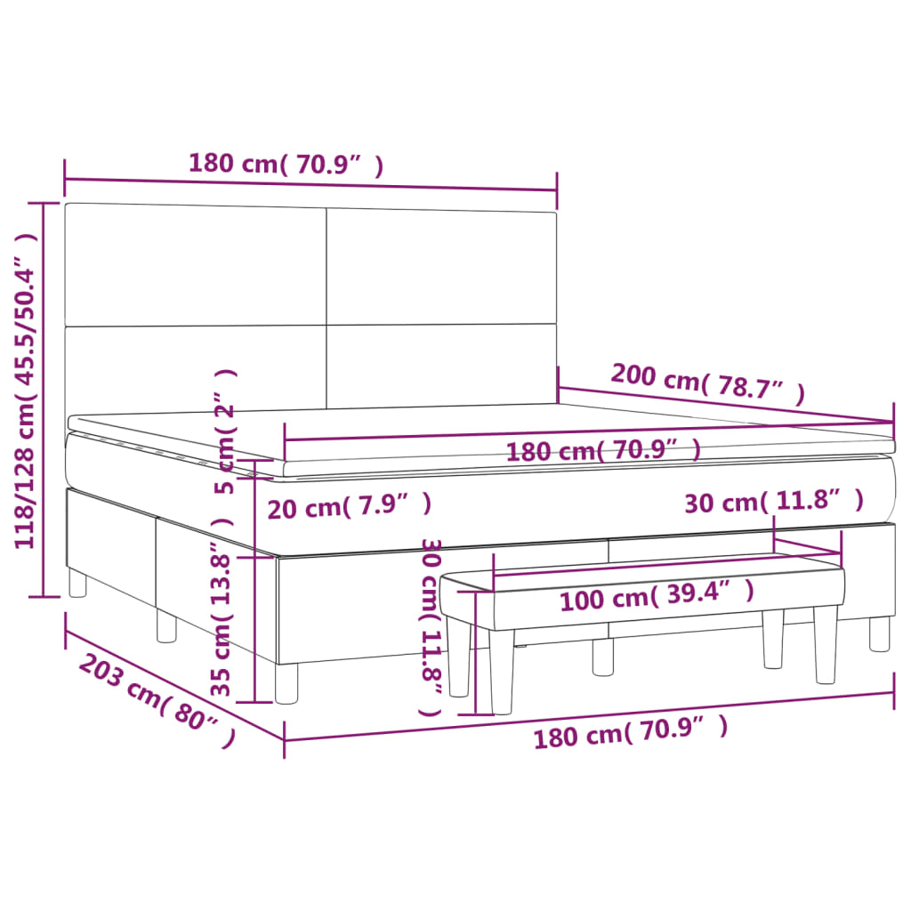 Krevet s oprugama i madracem krem 180x200 cm od tkanine