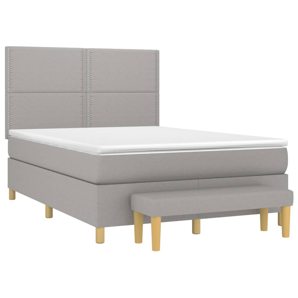 Krevet box spring s madracem svjetlosivi 140x200 cm od tkanine