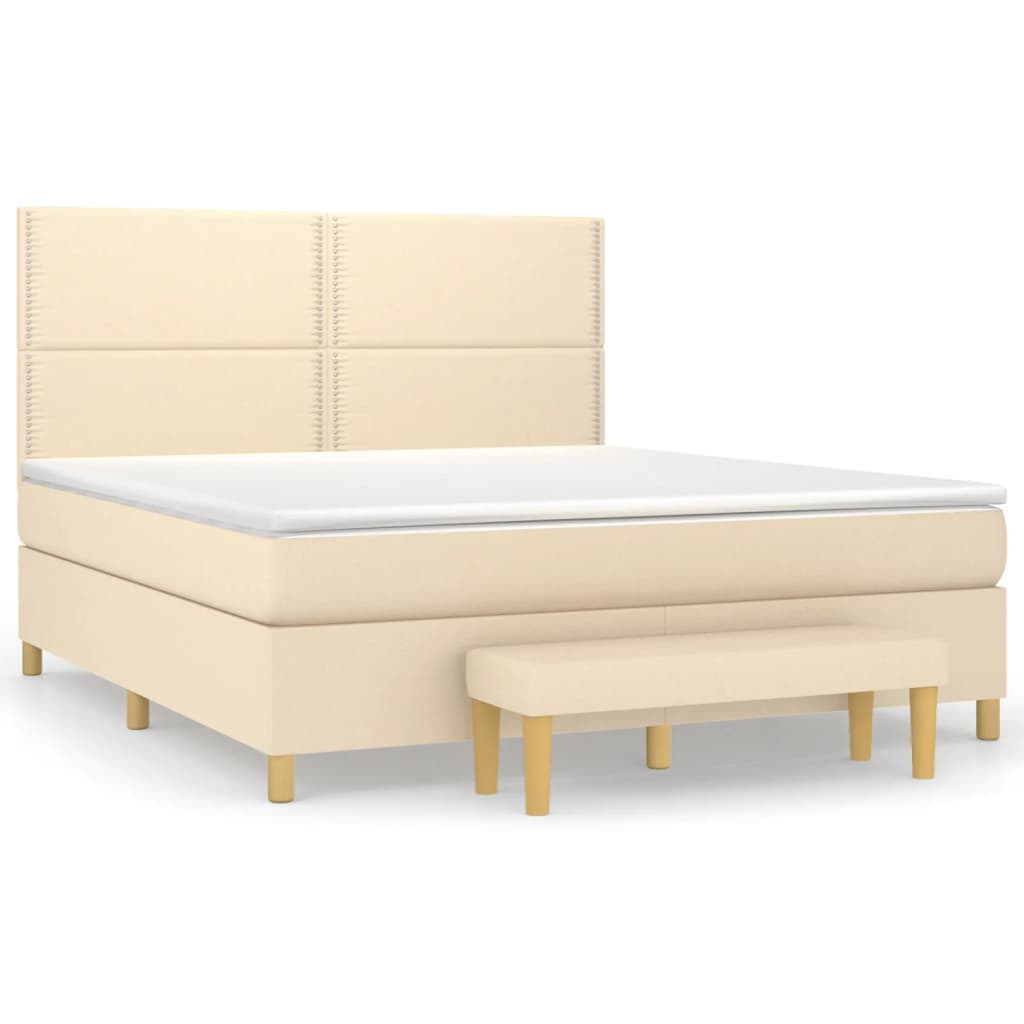 Krevet s oprugama i madracem krem 180x200 cm od tkanine