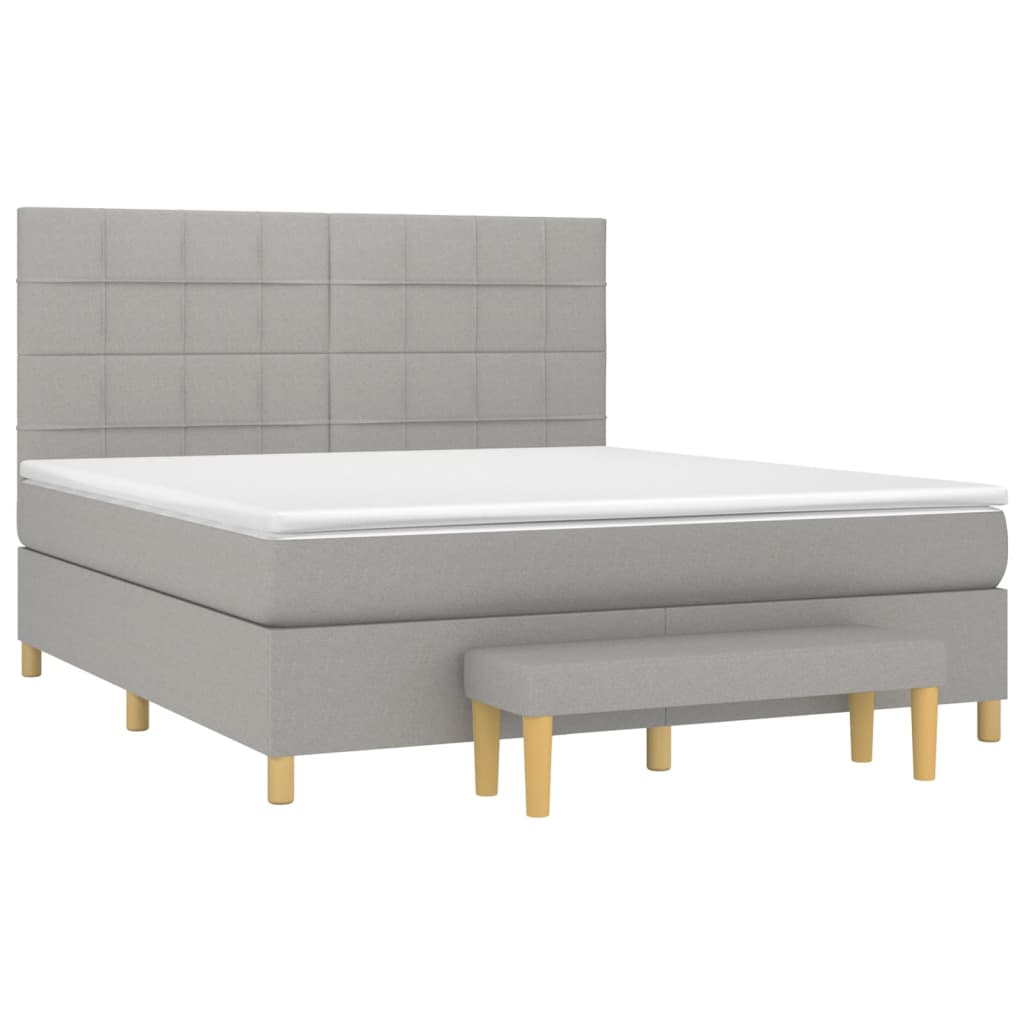 Krevet box spring s madracem svjetlosiva 160x200 cm tkanina