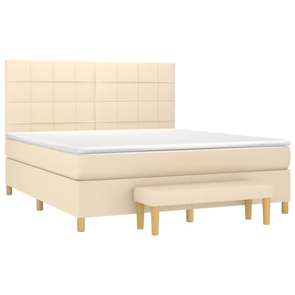 Krevet s oprugama i madracem krem 160x200 cm od tkanine