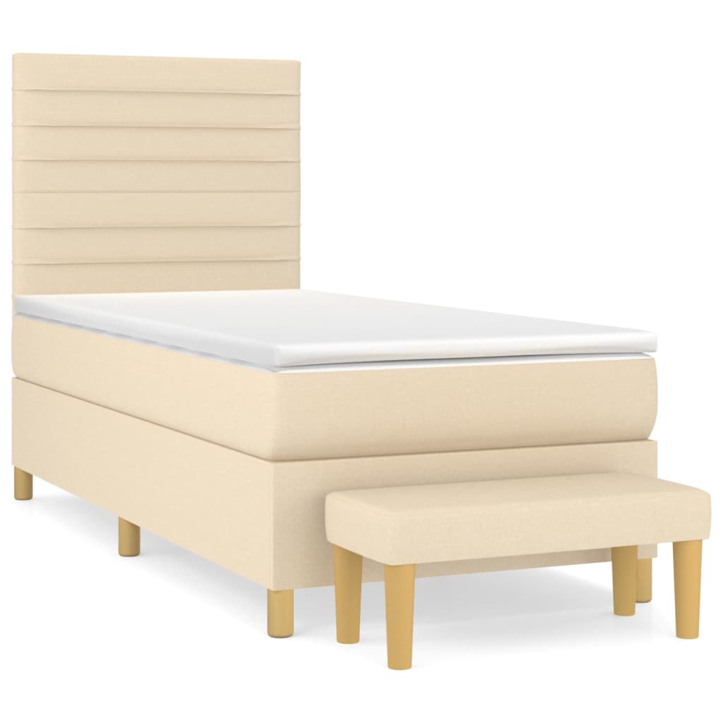 Krevet s oprugama i madracem krem 90 x 190 cm od tkanine
