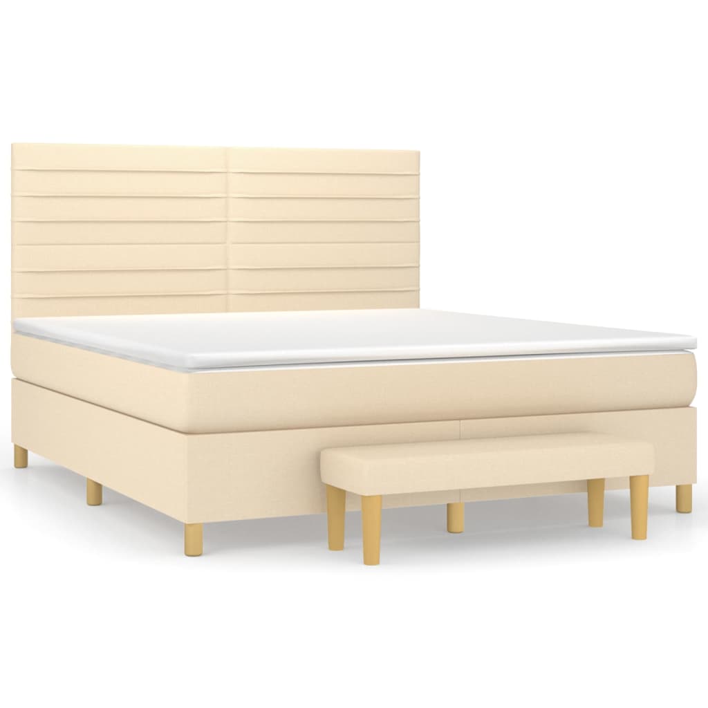 Krevet s oprugama i madracem krem 160x200 cm od tkanine