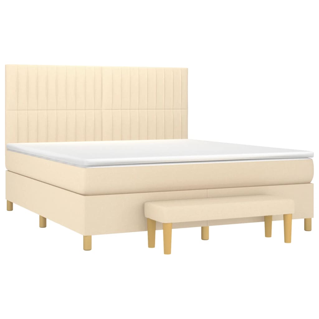 Krevet s oprugama i madracem krem 160x200 cm od tkanine