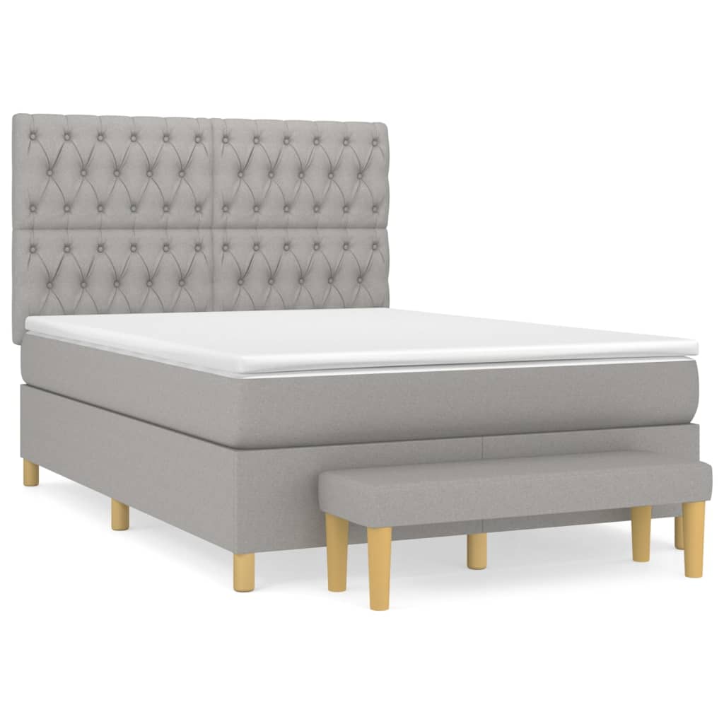 Krevet box spring s madracem svjetlosivi 140x200 cm od tkanine